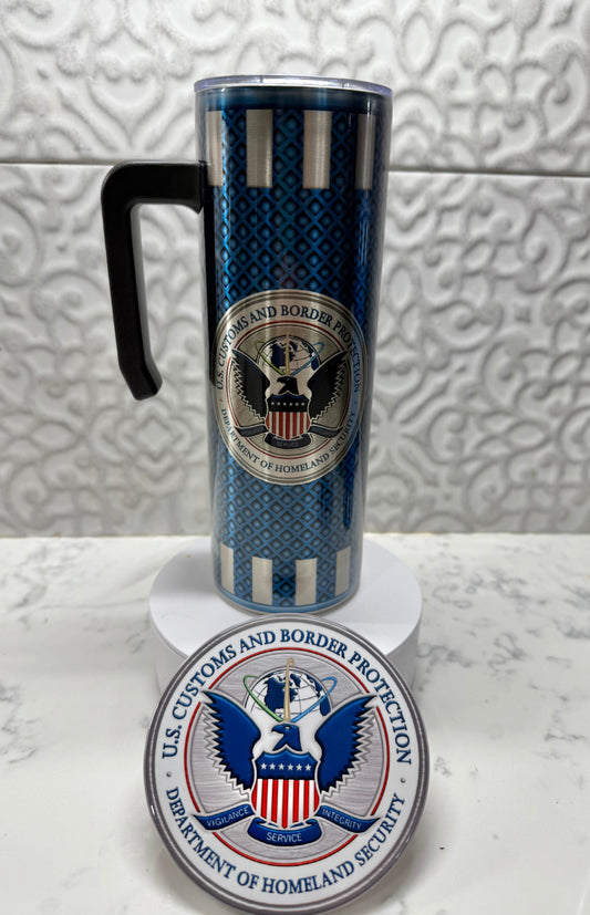 20 oz Skinny Tumbler US Federal Law Enforecement Agencies Logo